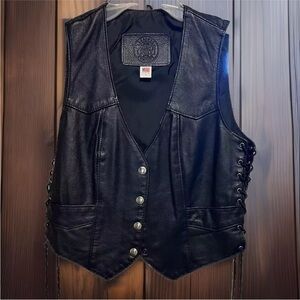 Leather Heavy Duty Co. motorcycle vest for women